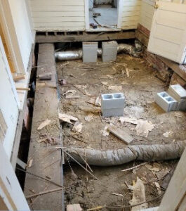 Floor system opened up during restoration