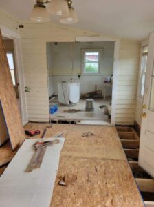 New subfloor going down during restoration